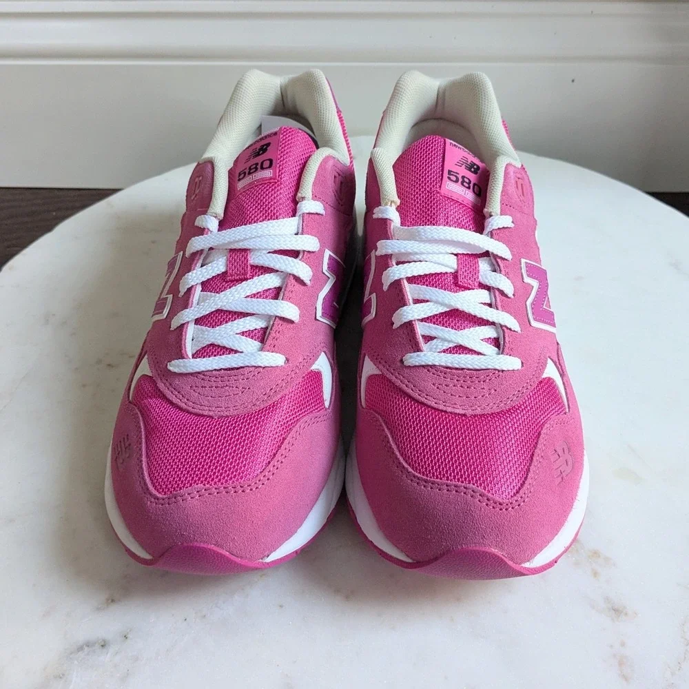 New Balance 580 Kids Pink White Lace Up Classic Running‎ Sneakers Shoes Sz 7 NIB